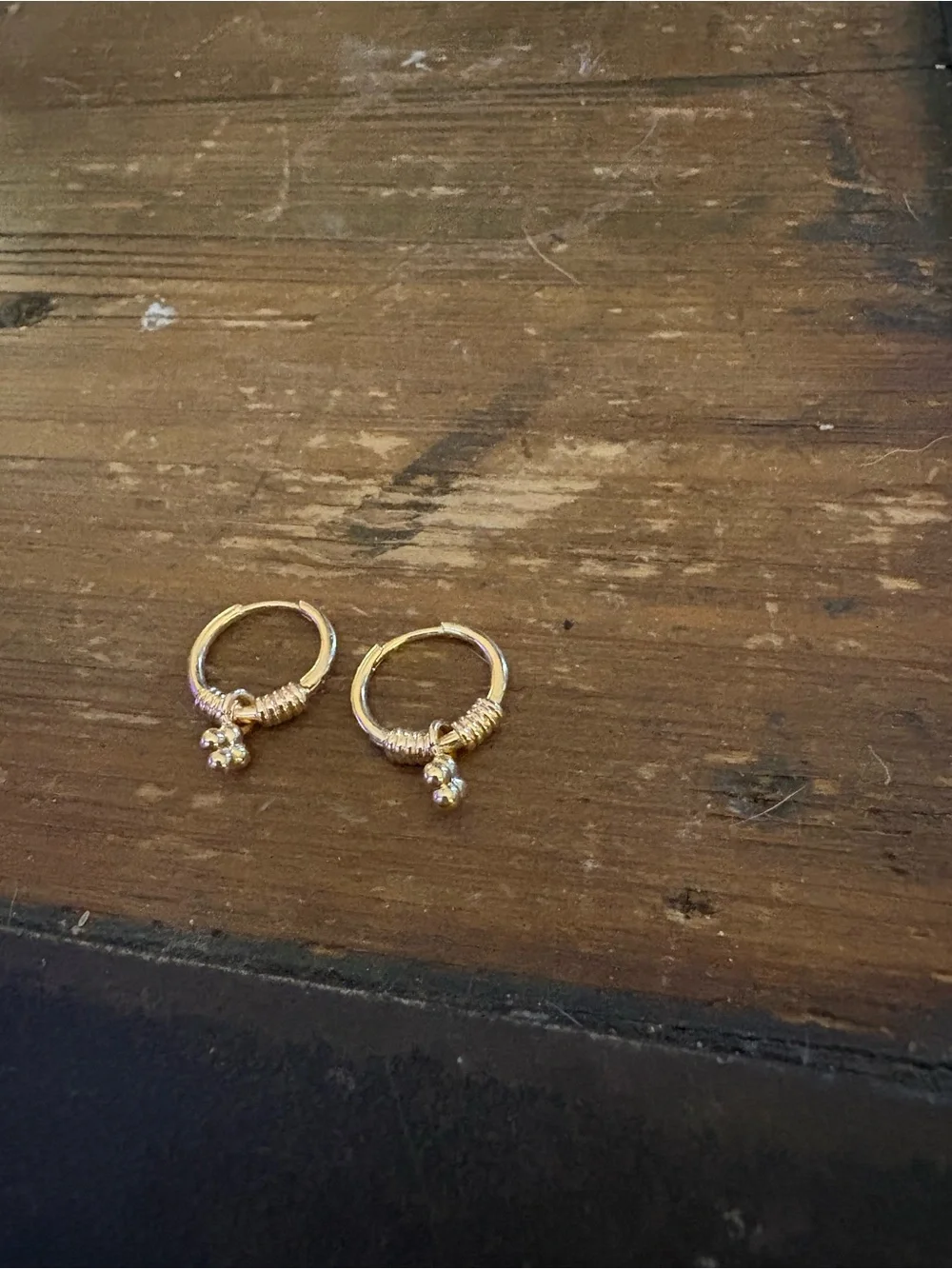 Gold-Tone Hoop Earrings with Dangle Charm (free shipping)